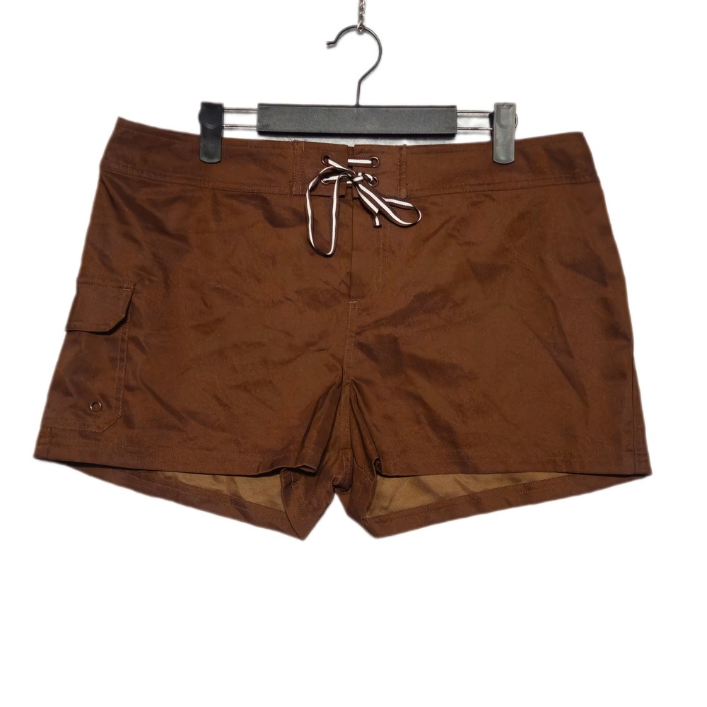 JAG Women's 2.5" Stretch Swim Board Shorts Unlined Brown Size Large Cargo